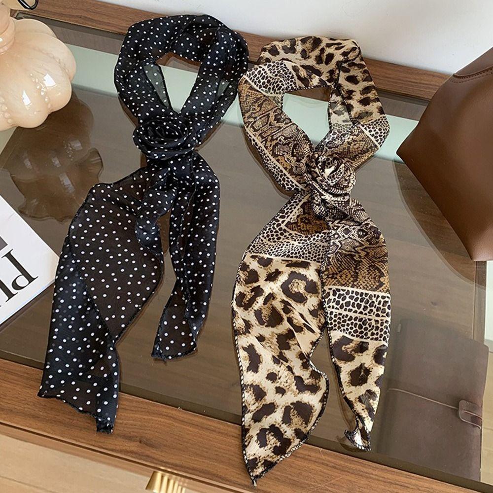 Large Size Long Silk Scarf Summer Hair Band Fashion Long Ribbon Belt Tie  For Women