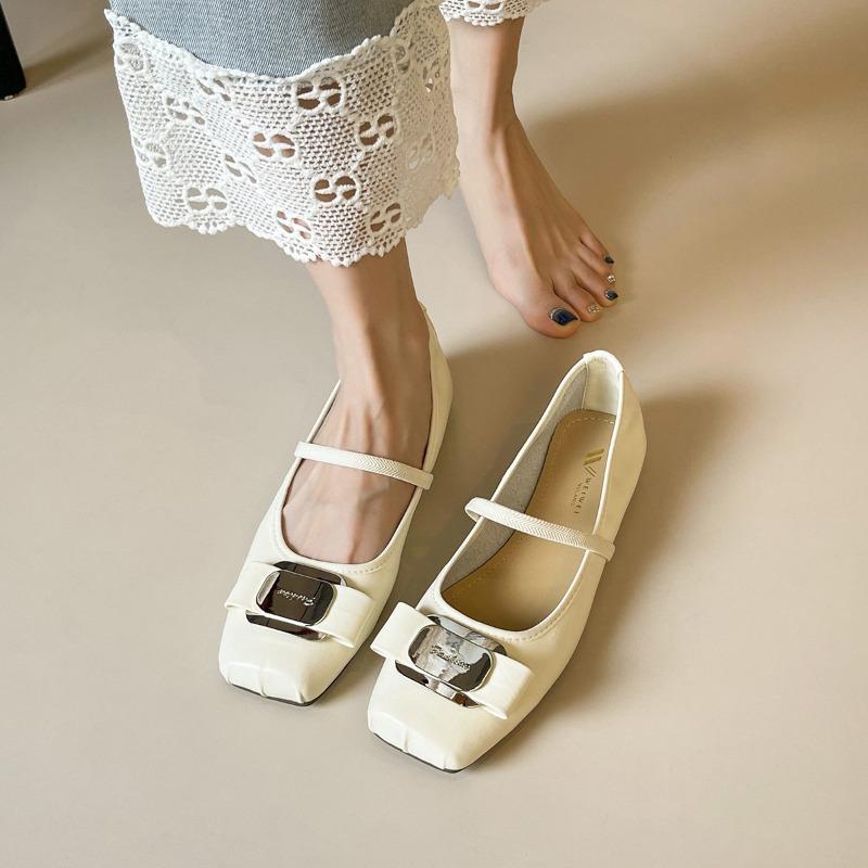 Square-toed Soft-soled Ballet Shoes for Women, Flat Single Shoes