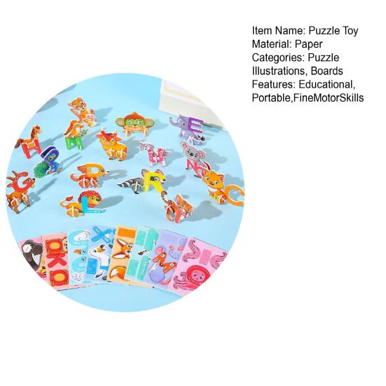 30Pcs DIY 3D Puzzle Set Insect Dinosaur Animal Letter Puzzle Assembly Activity Game Kids Educational Jigsaw Toy Classroom Prizes Party Favors