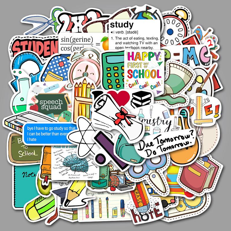 50 School Supplies Graffiti Stickers Suitcase Trolley Case Laptop Guitar Waterproof Stickers Stickers