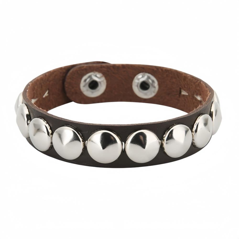 New Round-point rivet Street Punk Leather Bracelets Punk Gothic Bangle Bracelet Adjustable Studded Bracelet Unisex
