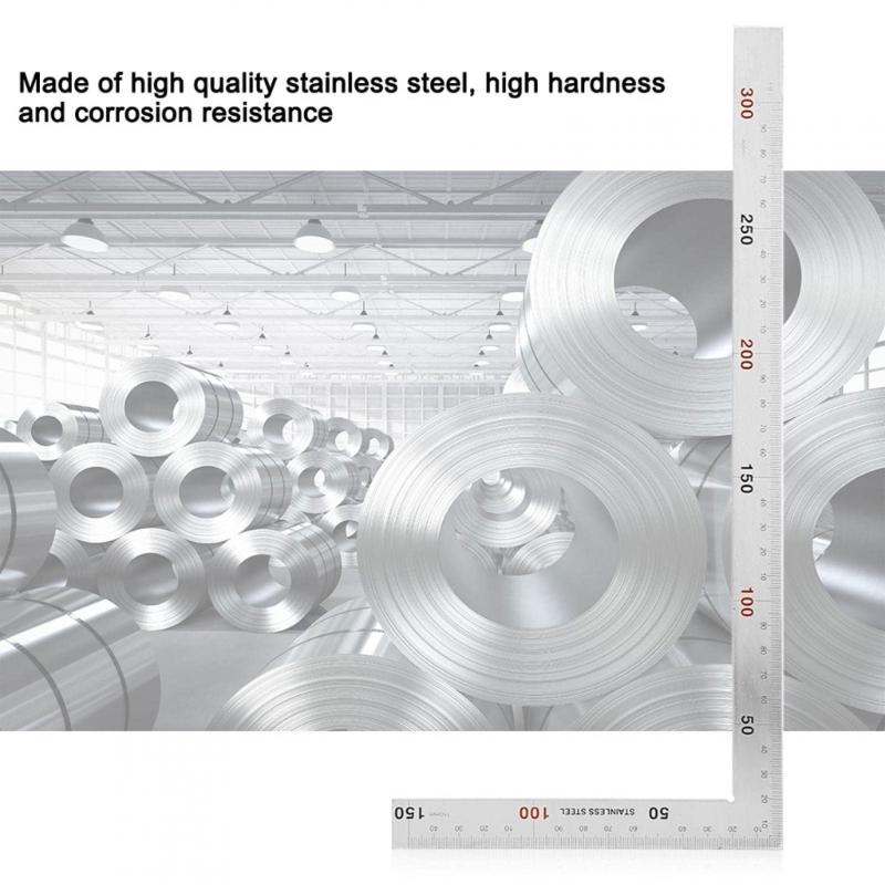 90 Degree Framing Square Ruler Layout Template Tool L Shape Right Angles Ruler Universal Stainless Steel Measuring Ruler