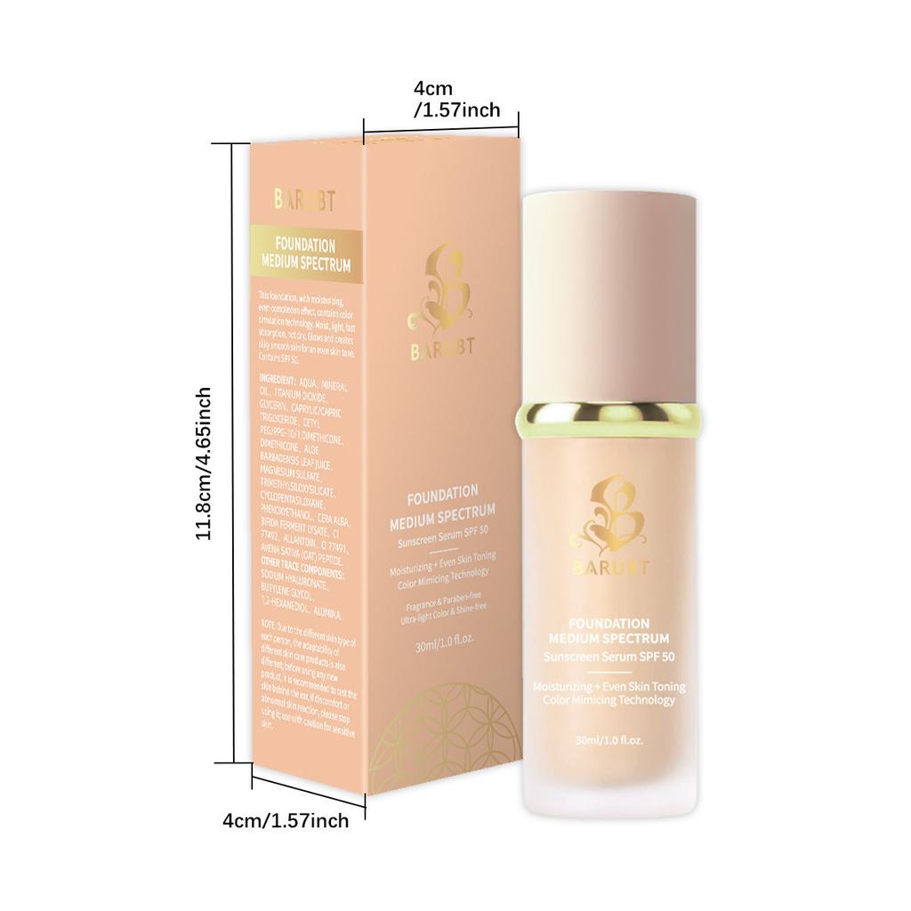 Color Changing Foundation 4-in-1 Concealer Cream Long Lasting Non-Caking Hydrating Makeup Base Natural Skin Tone