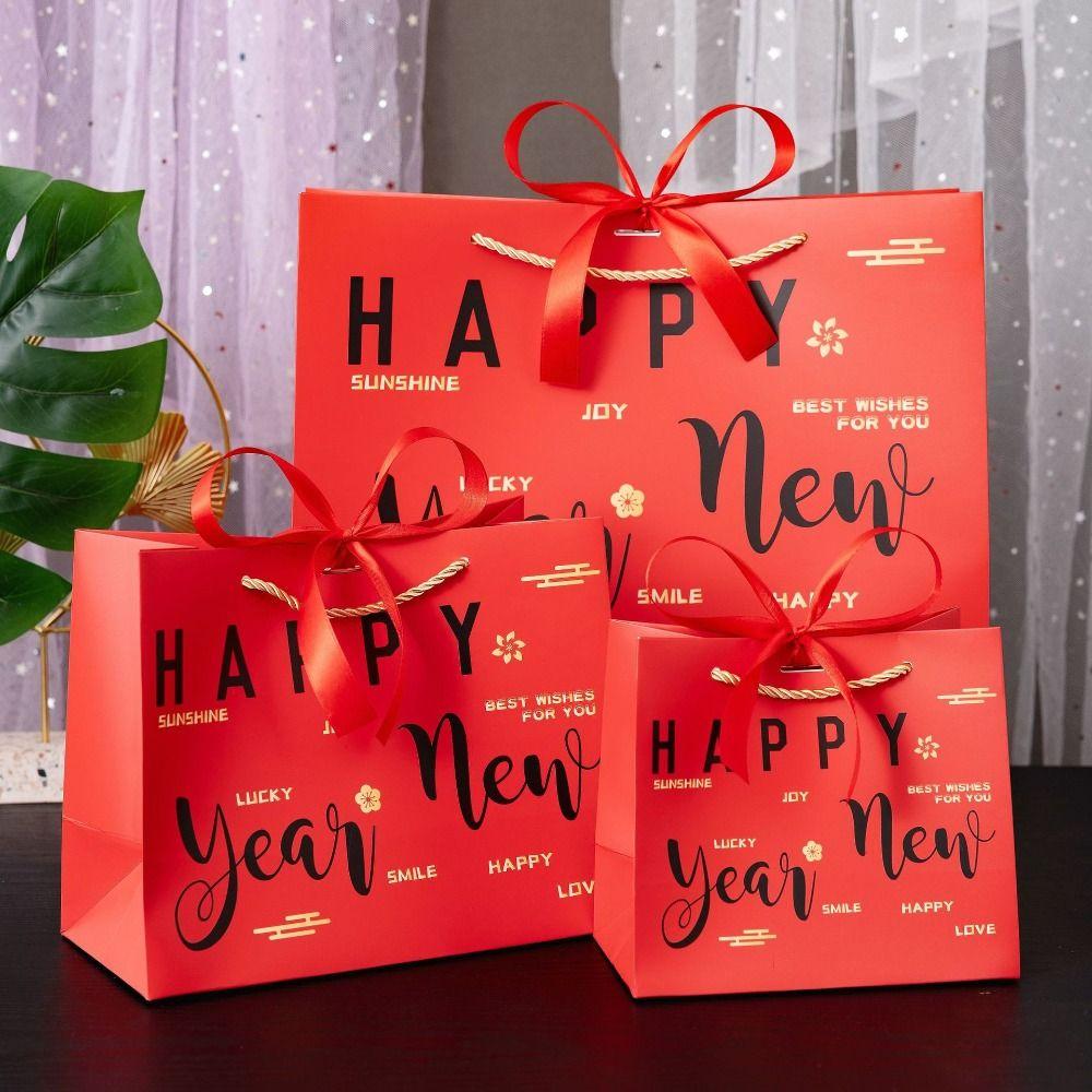 Paper Present Wrap Bag Red Clothing Handle Bag Handbag Party Favor Bags  Birthday Party Decoration