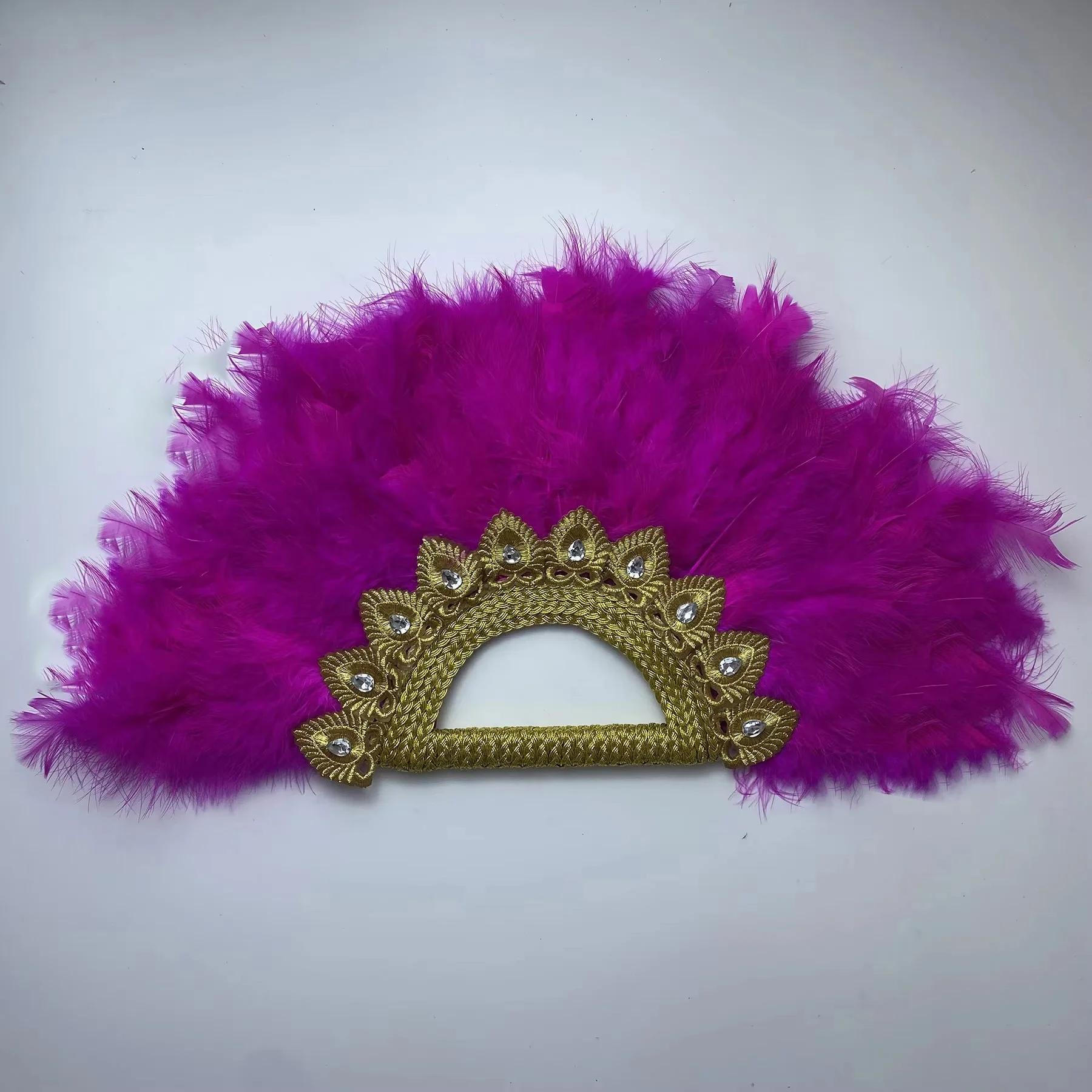 

Big Size African Blue Feather Fan for Ladies, Wedding Feather Fan for Bride, Double Side Feather, Nigerian Stones Dance Handfan 32CMX55CM