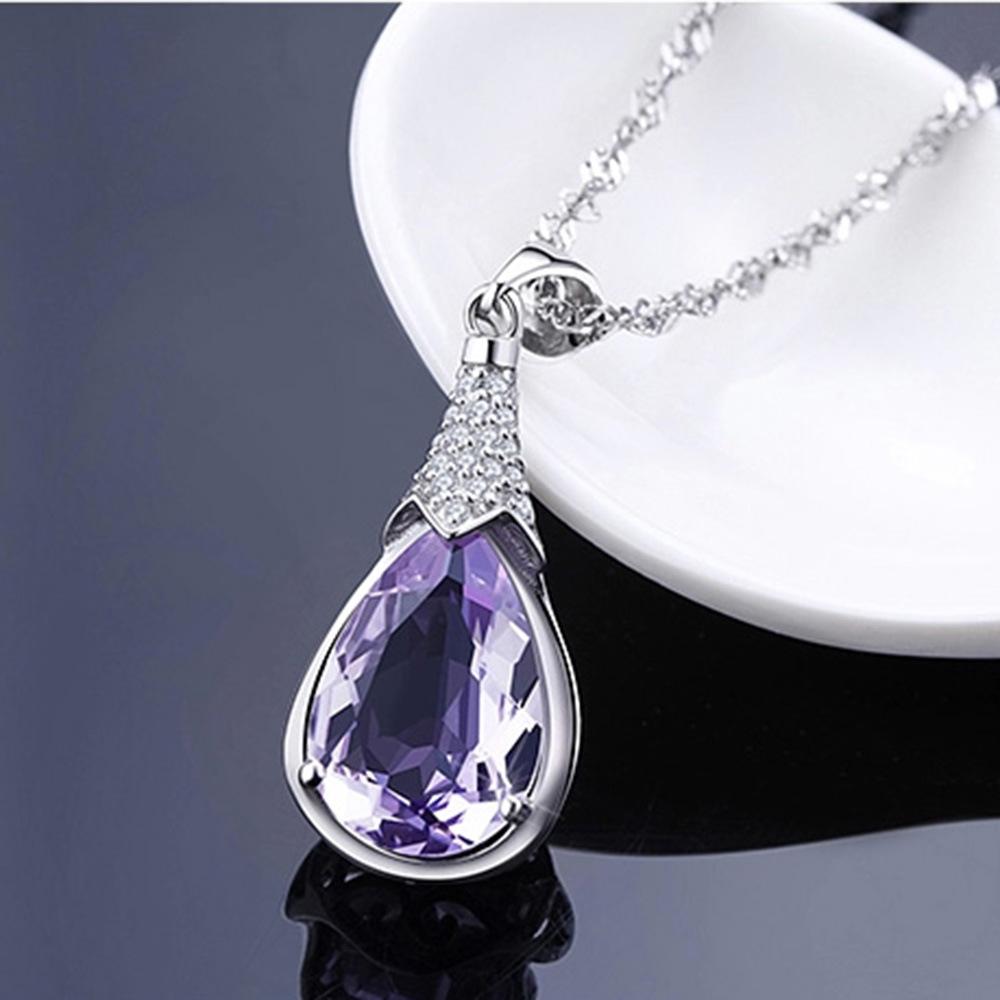Fashion Women's Necklace Korean Style Amethyst Zircon Wish Stone Pendant Women's Pendant Jewelry