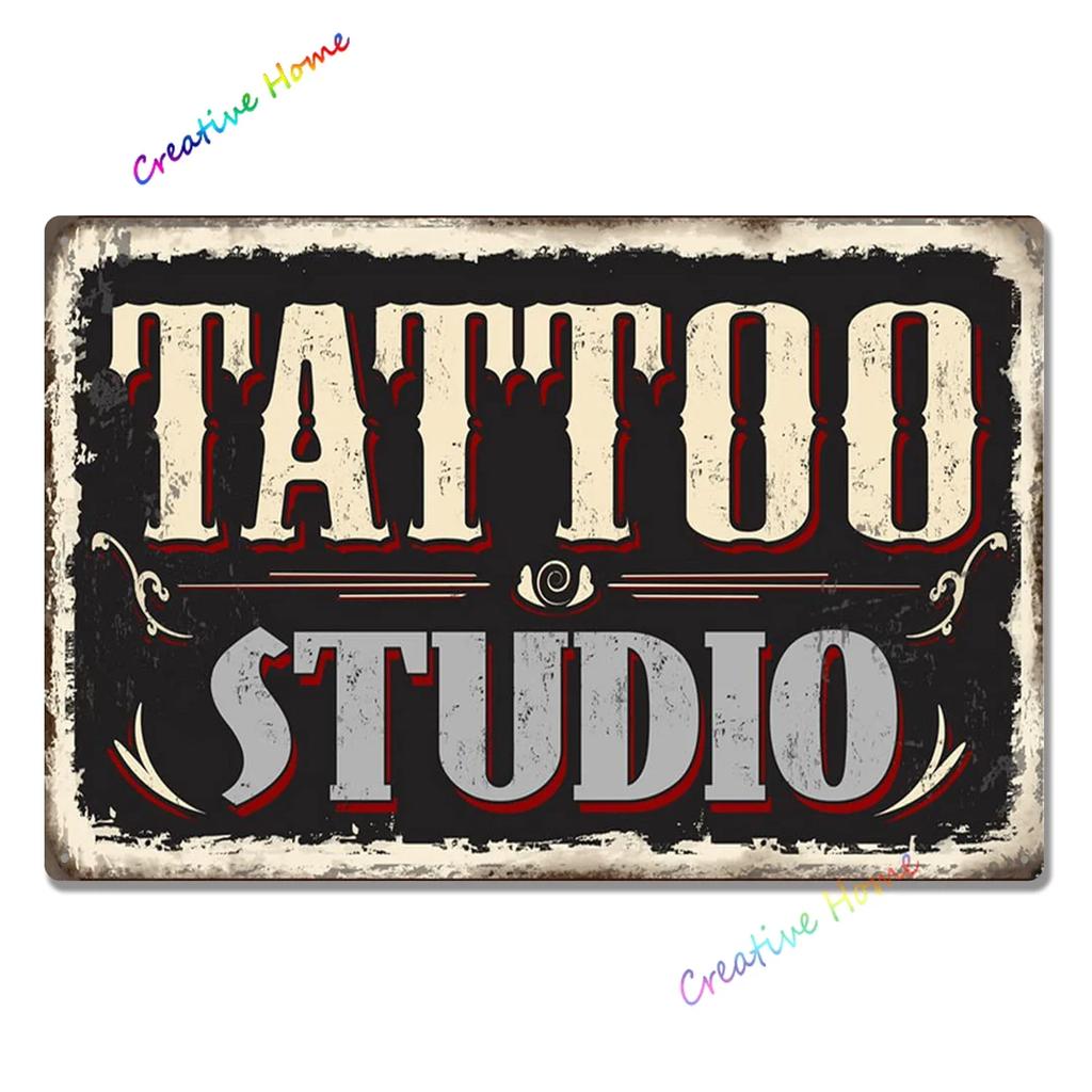 Vintage Poster Tattoo Studio Name Of Company Tin Sign Metal Plaque Shop Bar Pub Coffee Shop Wall Decoration Vintage Metal Plate