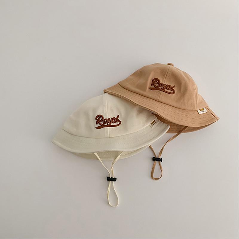 Letter Embroidery Baby Bucket Hat Breathable Thin Cotton Toddler Boy Girl Fisherman Cap Casual Travel Kids Sun Hats