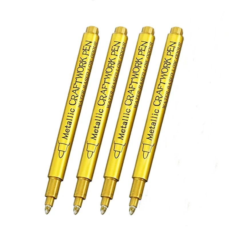 

4pcs Waterproof Permanent Metallic Brush Paint Marker Pens DIY Resin Mold Gold Silver Drawing Supplies Craft Markers Pen