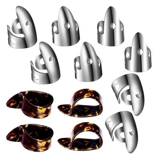 

10Pcs Guitar Finger Picks Set Stainless Steel Finger Picks Plastic Thumb Picks Plectrums Ukulele Banjos Bass Acoustic Guitar Accessories