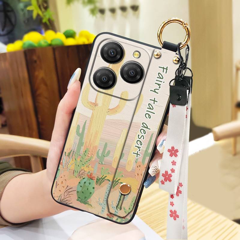 Waterproof Durable Phone Case For Blackview Shark9 5G Soft case Ring Oil Painting Protective Shockproof Wristband Flower