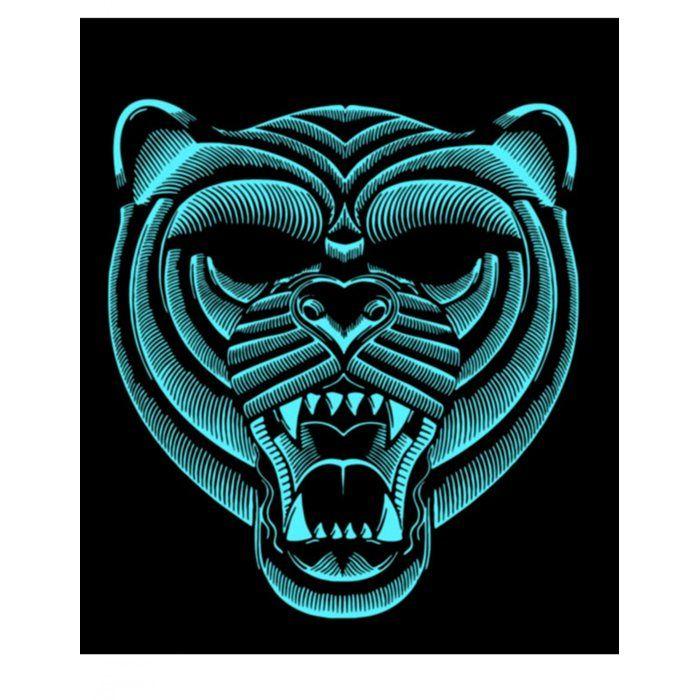 Masque de Tigre à Led - ATOSA - Accessoire de Déguisement - Noir - Adulte - Mixte