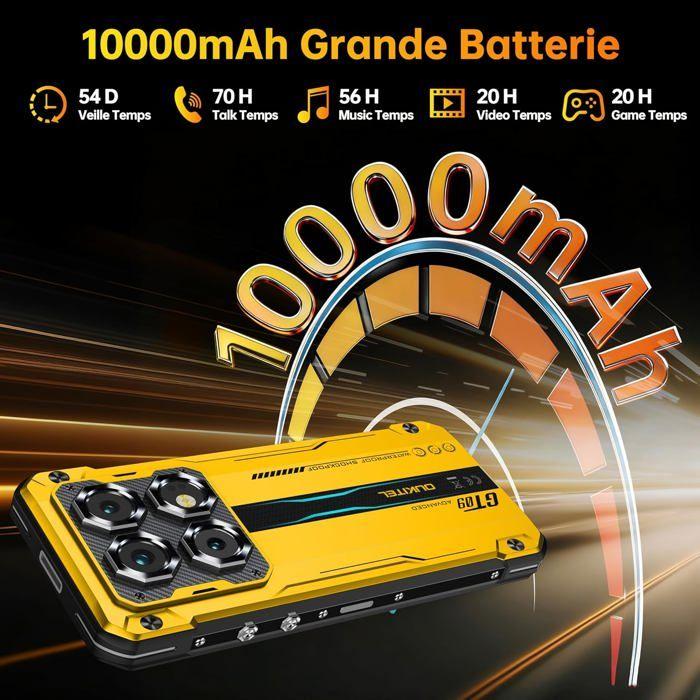 OUKITEL WP60 5G Smartphone Robuste 36GO+512GO 10000mAh/33W 108MP Caméra 7,2'' 120Hz IP68 Téléphone Portable Dual SIM NFC GPS Noir