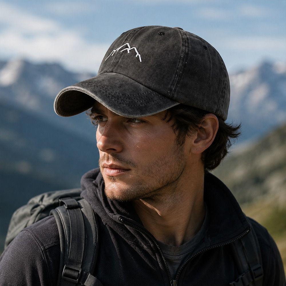 Adjustable Baseball Caps Mountain Embroidery Sun Headwear Vintage Trucker Hat Summer