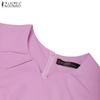 ZANZEA Women Summer V-Neck 3/4 Sleeve Casual Blouse