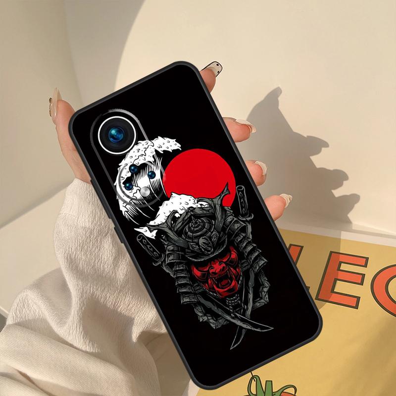Samurai Oni Mask Case For Honor Magic 5 6 7 8 Pro Cover For Honor 400 200 Lite 50 70 90 X8a X8b X9a X9b X9c