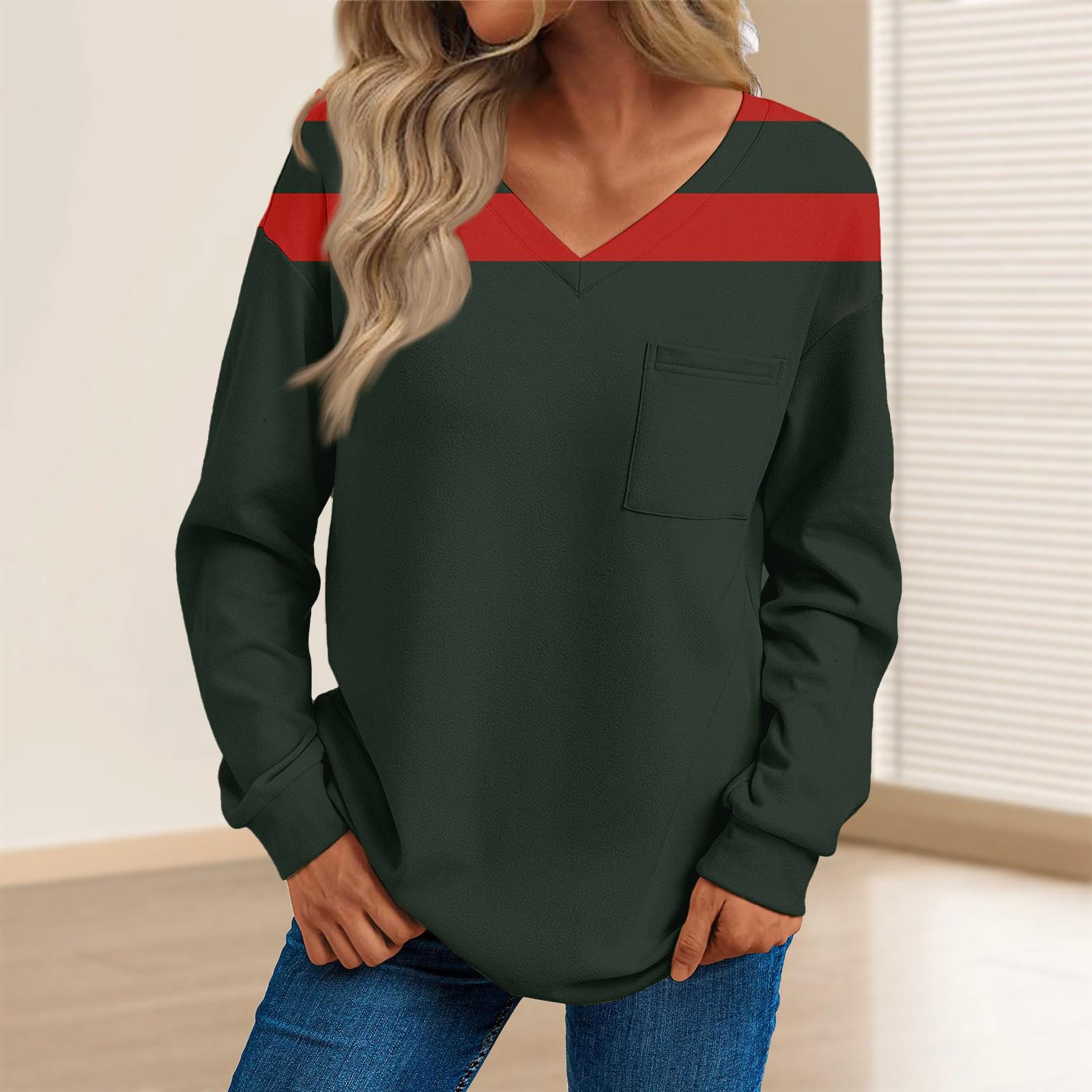 

Женская мода повседневный свитер с длинным рукавом и принтом V-образным вырезом L