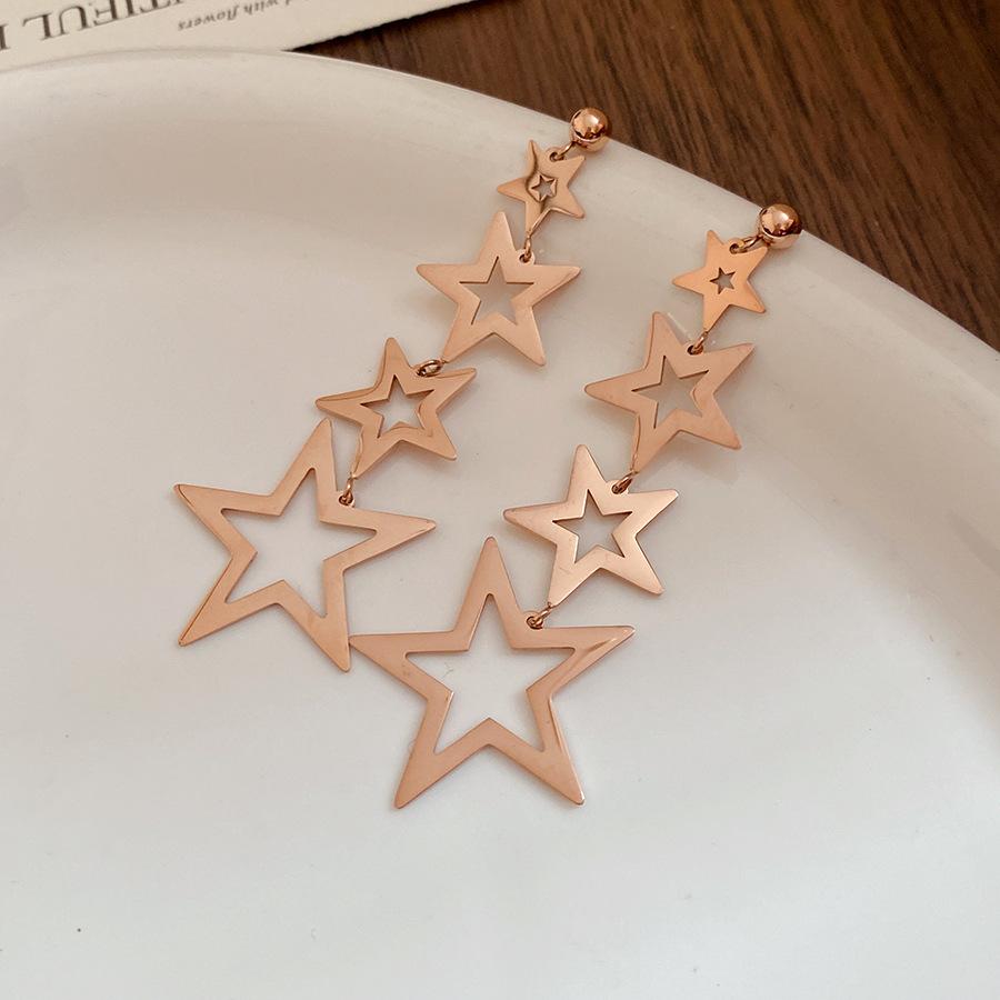 European and American silver needle stainless steel star fringed earrings simple fashion stud earrings light luxury high-end earrings