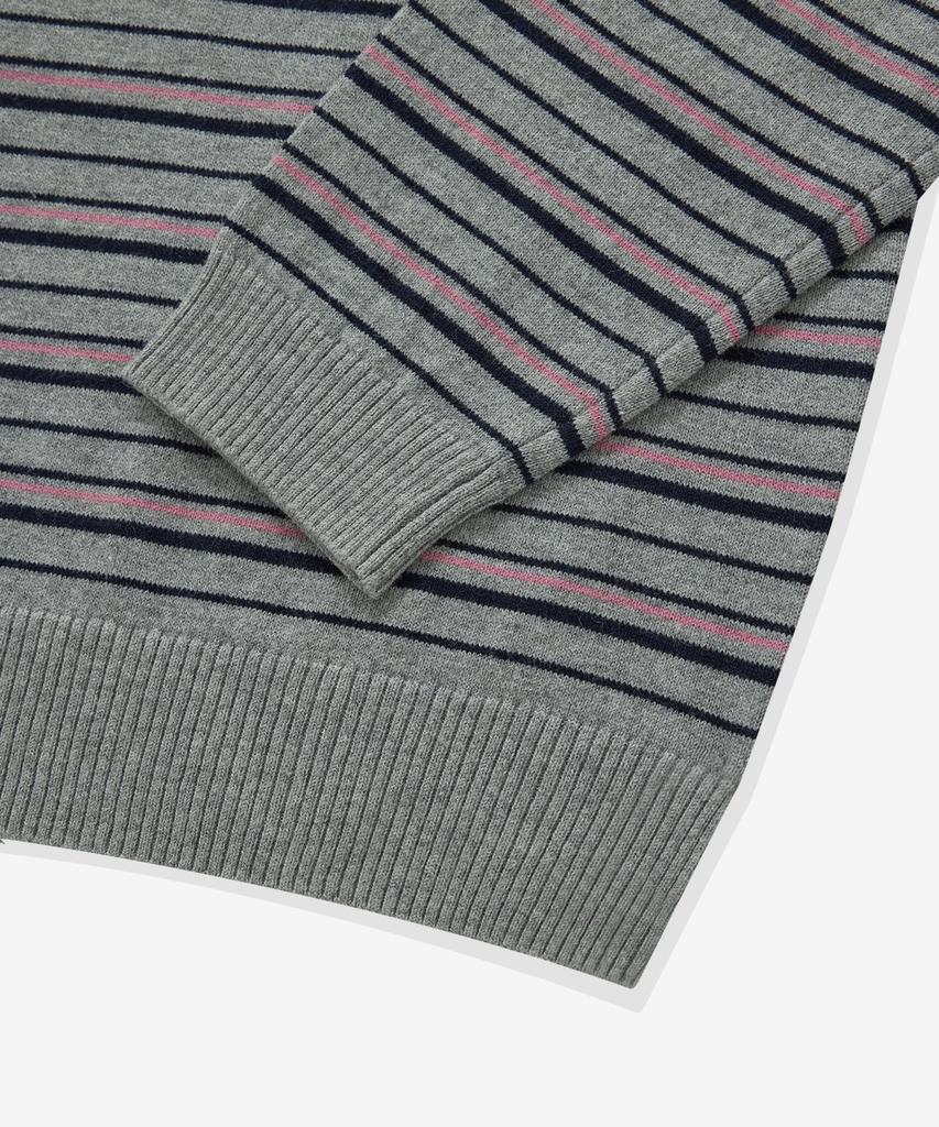 COVERNAT WOMAN Striped Collar Knit Melange Gray