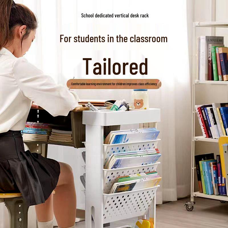 Universal Wheel Floor Storage Rack & Movable Bookshelf for Classroom or Table Side