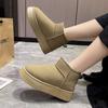 Neue Winter Frauen Kurze Plüsch Warme Schnee Stiefel Wohnungen Casual Schuhe Wildleder Pelz Chelsea Stiefeletten Plattform Damen Schuhe Botas Mujer