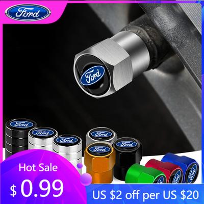 Autoaufkleber 4 Stück Metall Auto Rad Reifen Ventilkappen Reifenfelge Ventilschaftabdeckungen für Ford Escape Kuga Mondeo Ecosport Fiesta Focus 2 3 MK1