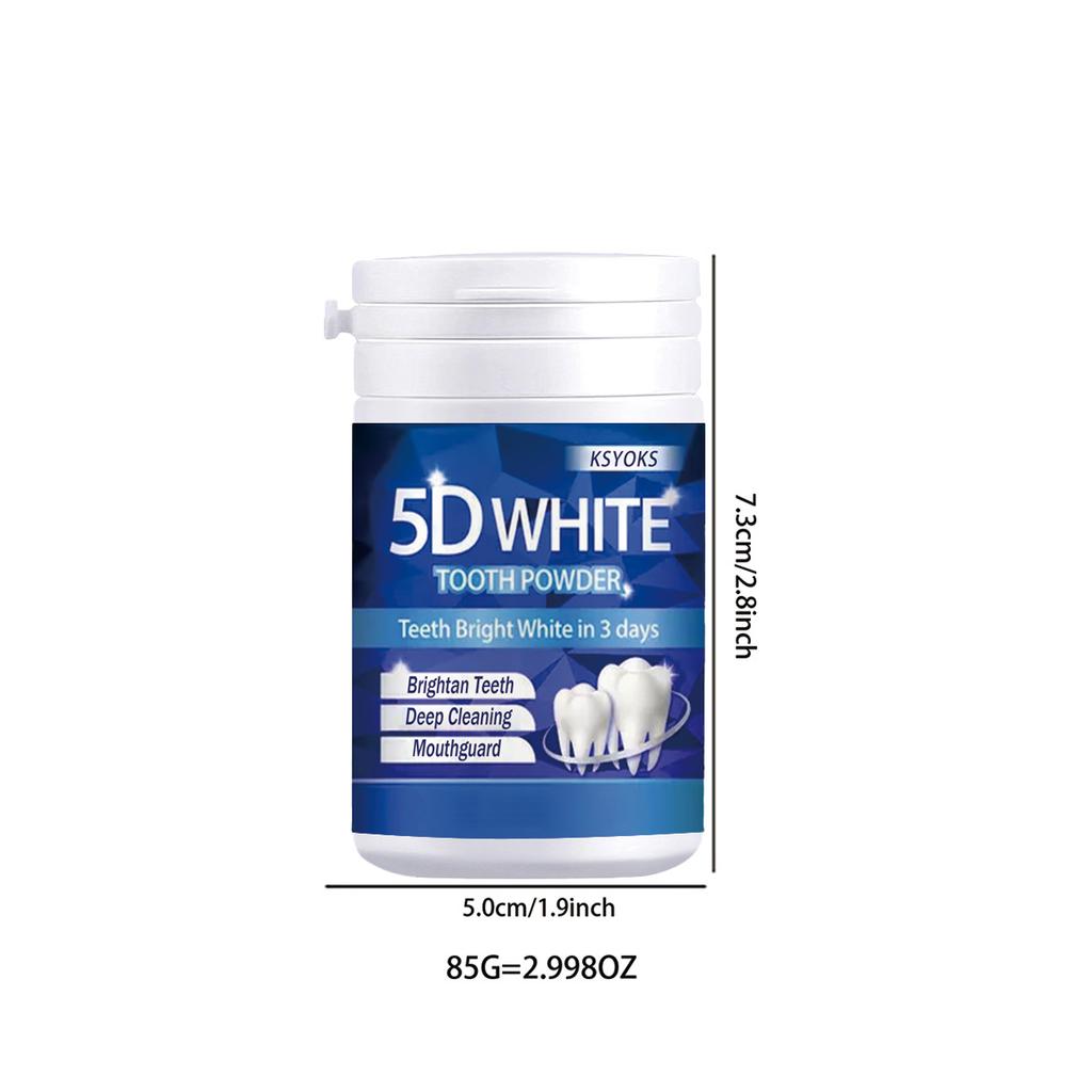 5D bright white tooth powder, deep cleaning, teeth protection, fresh breath, whitening teeth