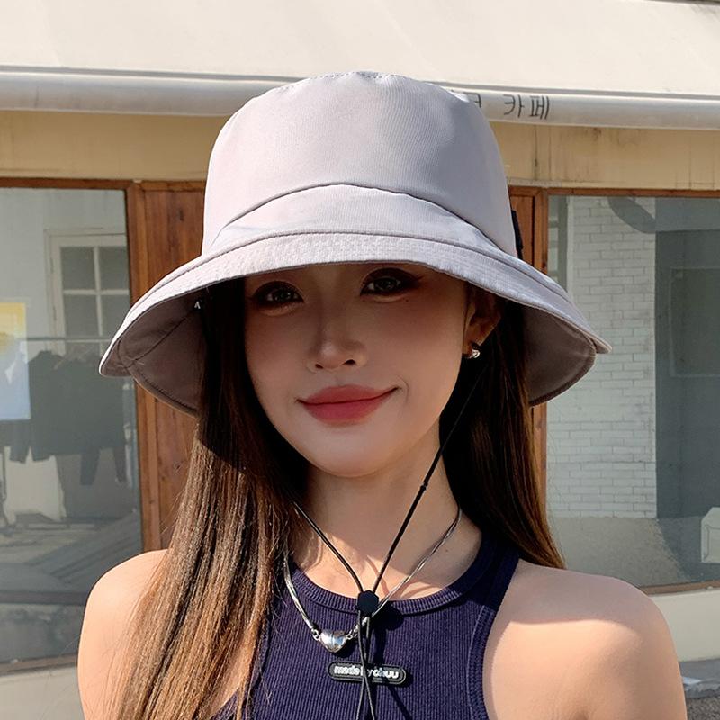 Spring and Summer New Solid Color Casual Hat Women's Outdoor Large Brim Sunscreen Visor, Small Face Versatile Bucket Hat