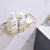 Dual-Tier Wall Mounted Stainless Steel Bathroom Organizer Brushed Gold Kitchen Storage Rack Caddy Basket Corner Mounted Shelf