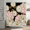 Luxury Floral Shower Curtain Set Black Gold, Pink White Waterfall Print Bath Mat Decor For Bathroom Home Decoration Accessories