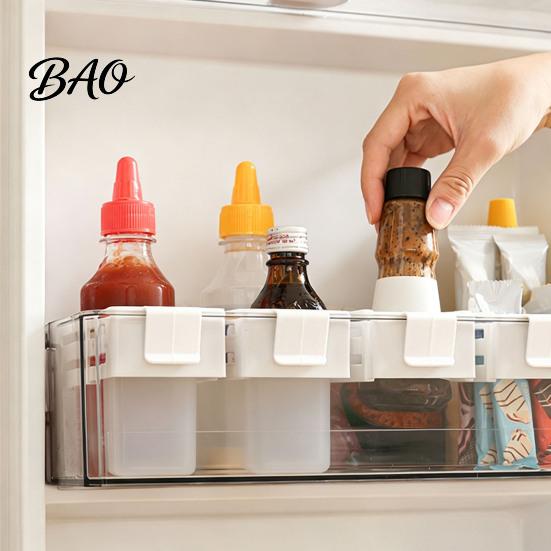 Refrigerator Organizer Basket Door Organizer, Partitioned Storage Hanging Basket, with Snap-On Fridge Caddy Telescopic Design, Rack for Sauces