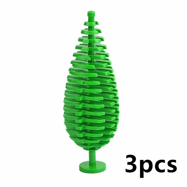 Tree Flower Grassland Natural Forest Plant 3Pcs Building Blocks Pine Bush Plant Cypress Accessories Jungle Adventure 3778 Toys