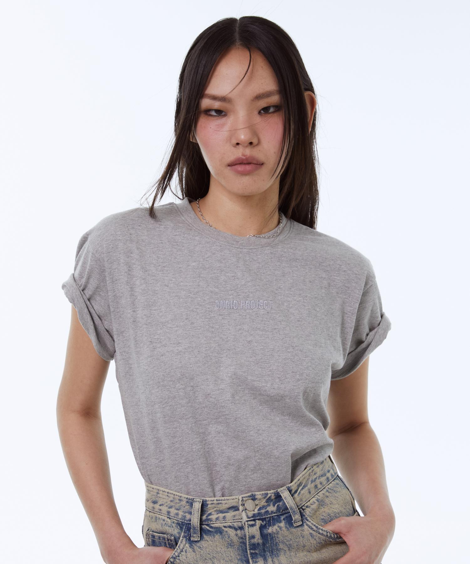Onlyd Project Women S Logo Label T-Shirt - Melange Grey