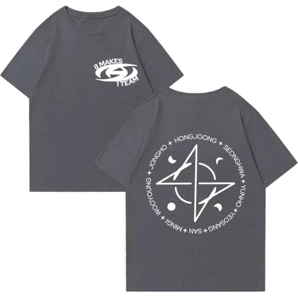 Kpop ATEEZ 8 Makes 1 Team Graphics T-shirt 2026 Men Women Vintag Oversized Tops Unisex Summer Print Cotton Short Sleeve T Shirts