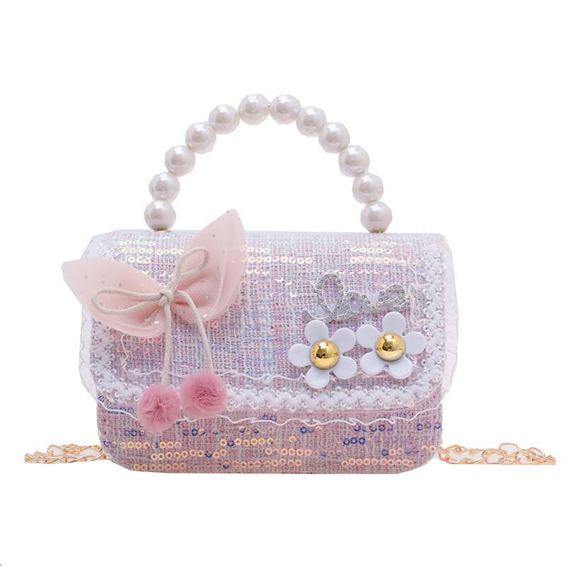 Adorable Mini Pearl Handbag For Girls Charming Chain Shoulder Bag For Children