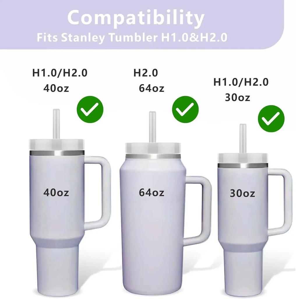 Set di 11 Pezzi di Accessori per Stanley Cup Tappo in Silicone Anti-Sversamento Copri Cannuccia Tappo Cannuccia Riutilizzabile 1 Spazzola per Pulizia 40oz 30oz