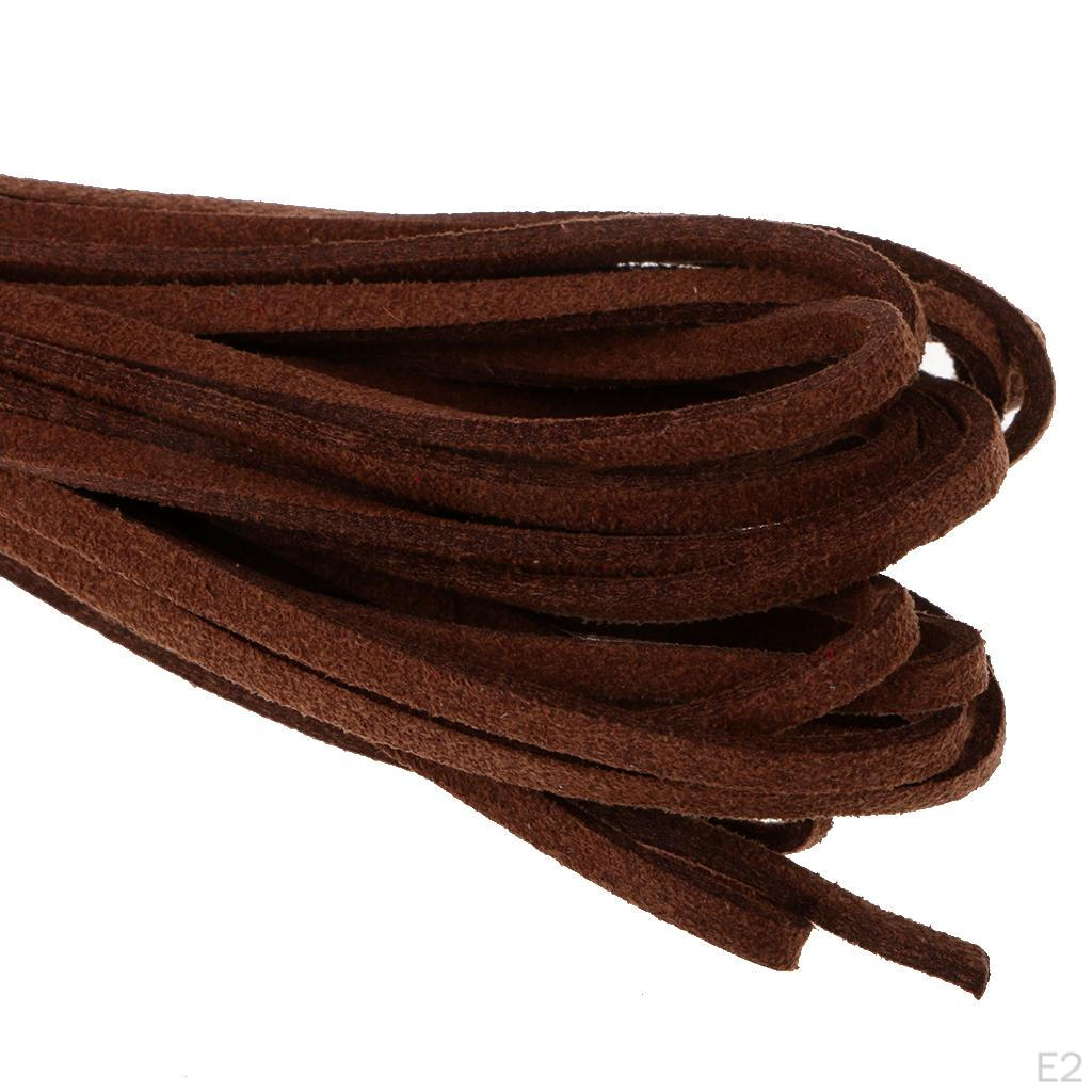 2 Pcs 2mm Flat Leather Beads Thread Suede Cord String for DIY Jewelry Crafts