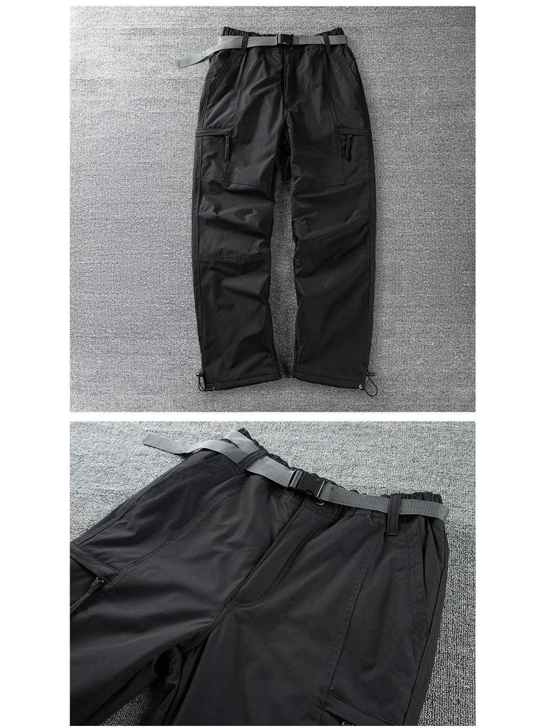 Men's Autumn/Winter Windproof Waterproof Soft Shell Trousers - Thick, Loose, and Velvet-Lined for Outdoor Casual Wear