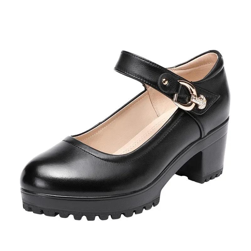 Small Big Size 32-43 Block Heel Platform Shoes 2025 Fall Spring Med Heels Pumps Ladies Wedding Work Shoes for Office
