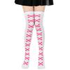 Oberschenkelhohe Socke Damenstrümpfe Knochen Damen Halloween Schwarz Weiß Rosa Gestreift Lang Über dem Knie Socke Lustig Cosplay Harajuku