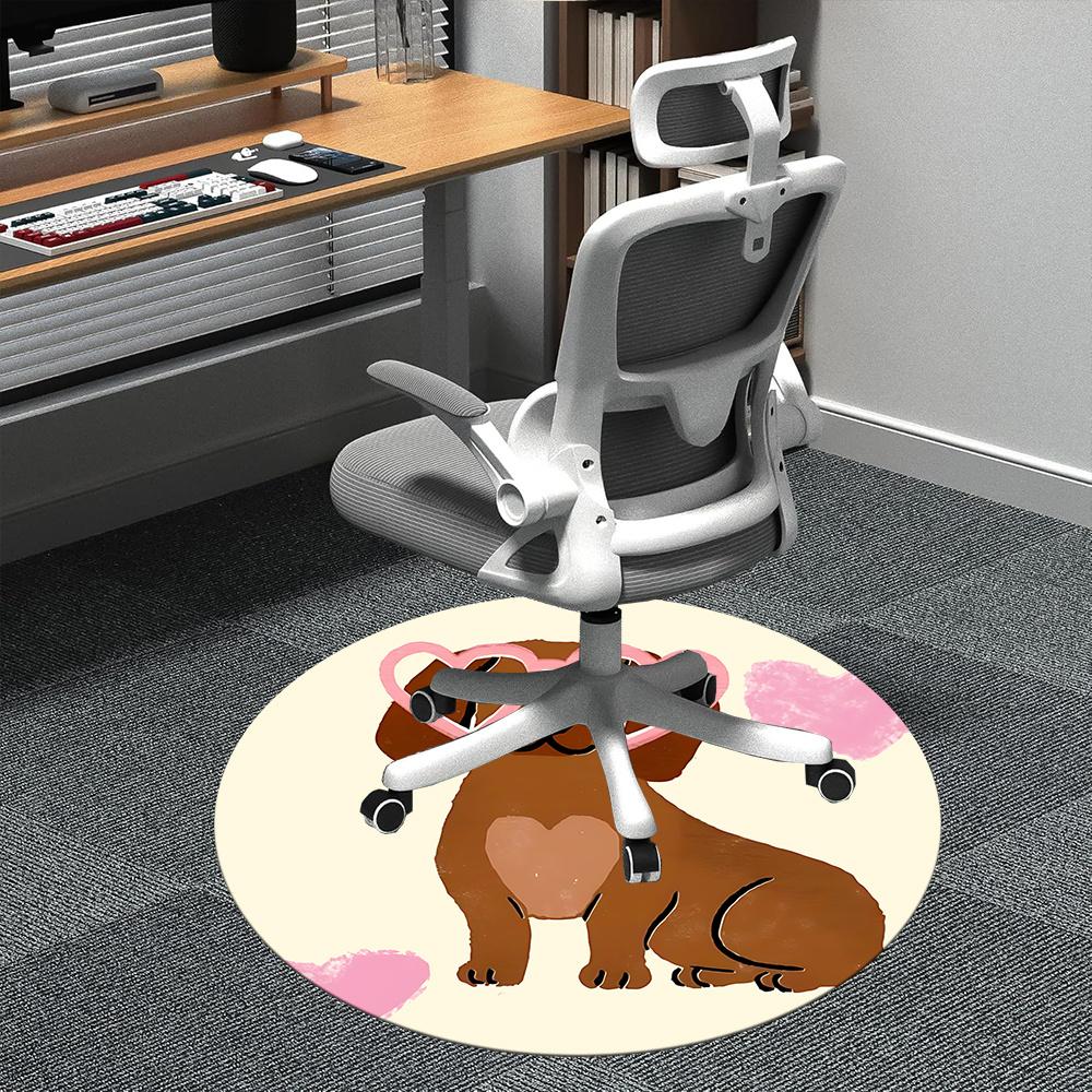 

1pc Puppy Love Office Round Area Rug, Indoor Mat Suitable ForOffice, Under Office Chairs Bedroom Living Room Home Decor, Room Deco u77 80cm by 80cm