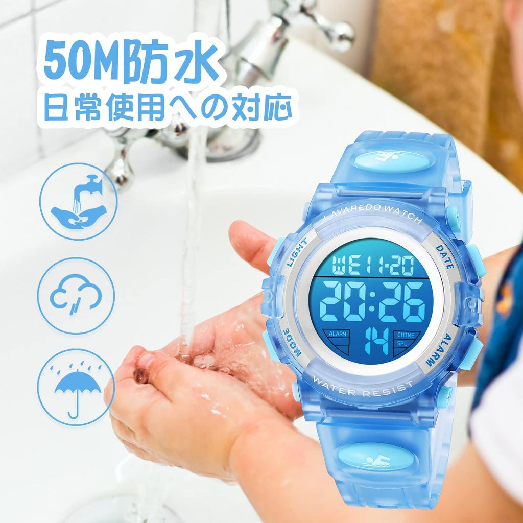 Kids Sports Waterproof Water Resistant To 50 LED Day of the School Entrance Birthday Instruction Manual Included Children's Watch, Digital, Boys'