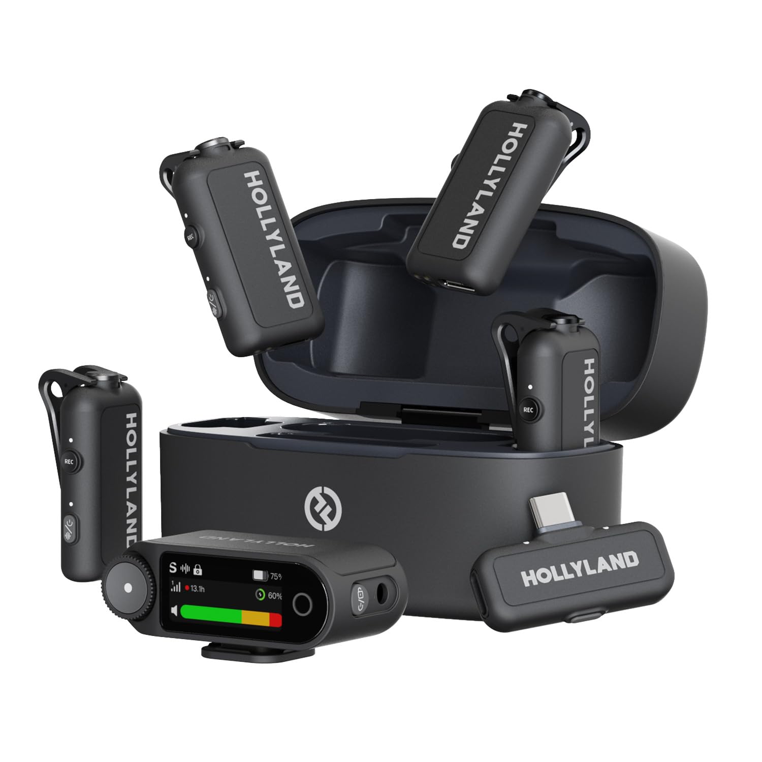 

Hollyland LARK MAX 2 Combo Wireless Lavalier Microphone with AI Noise Full Chain and 340m Transmission Distance for and Cameras Cancellation, 32-bit чорний