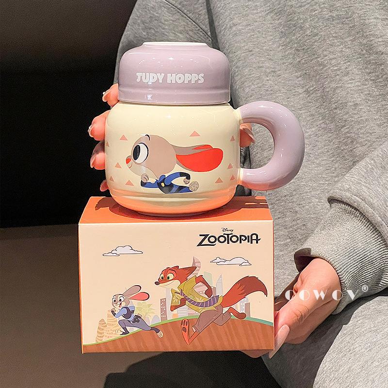 Crazy Zootopia Mug Girls High-Value Water Cup Office With Lid Cartoon Birthday Gift Ceramic Cup