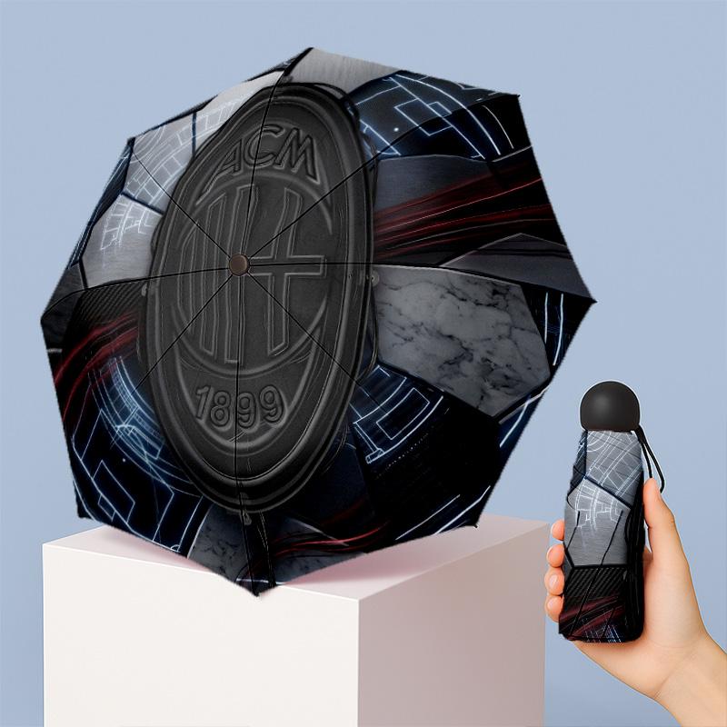 AC Milan Pattern Printed Mini 5 Folds 8 Ribs Compact Umbrella Windproof Waterproof Lightweight Portable Folding