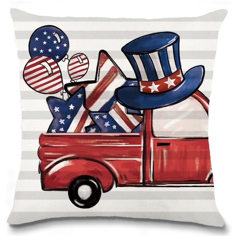 4Th Of July Printed Home Decor Pillow Cover Bedroom Living Room Sofa Decoration Polyester Cushion Cover With Zipper