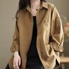 Coat for Women Cotton Oversize Shirt Jacket Solid Color Button Loose Casual Tops Casual Blouse Jacket