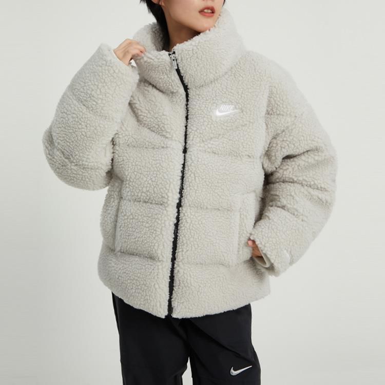 Nike Fluffy Fleece-Lined Down Jacket Women Jackets Light-Bone DV6676-072