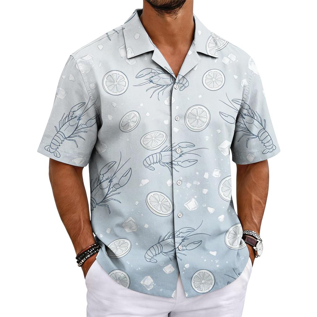 Men's Cuban Collar Shirt Hawaiian Summer Casual