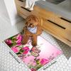 1Pcs Butterfly Flying On The Pink Rose Kitchen Rug Anti-Fatigue Kitchen Rug Waterproof Non-Slip Rugs Set Runner Rug Bedside Rug Absorbent Carpet